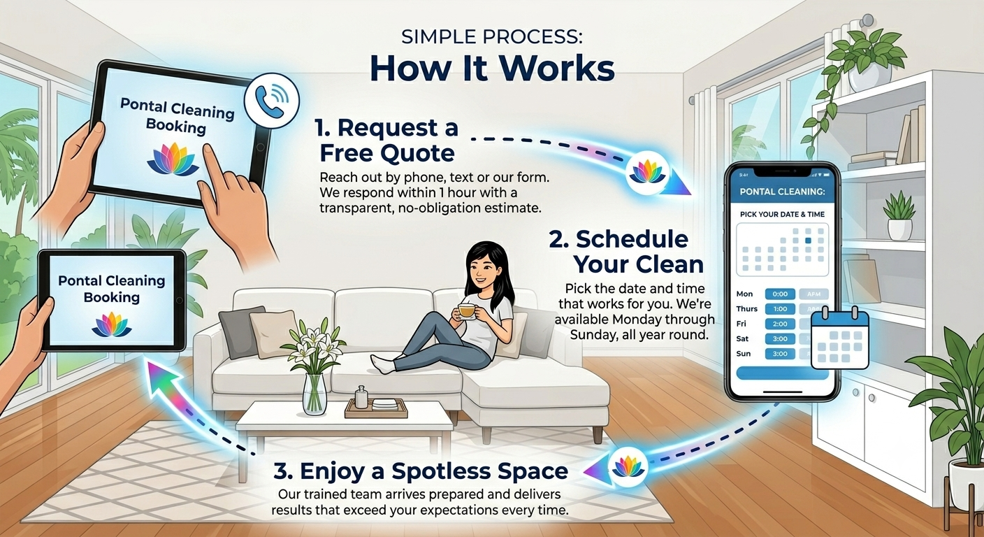 Step-by-step professional cleaning process by Pontal Cleaning