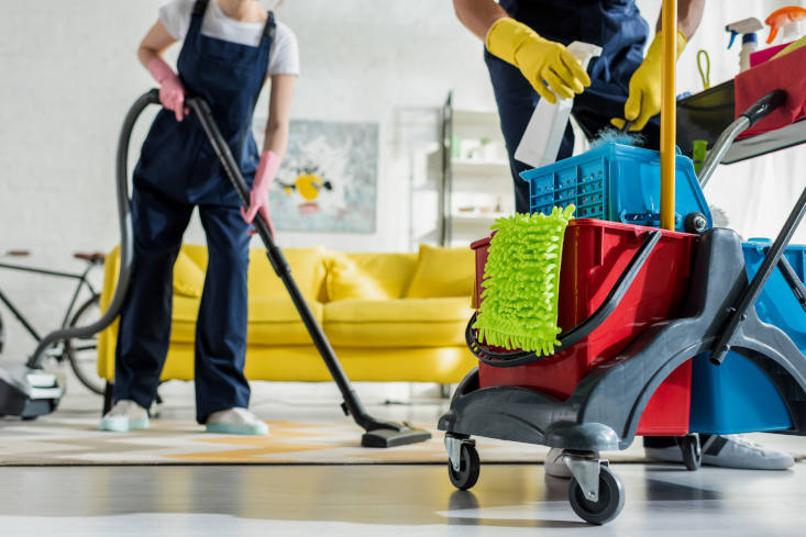 Deep cleaning inside kitchen cabinets and appliances